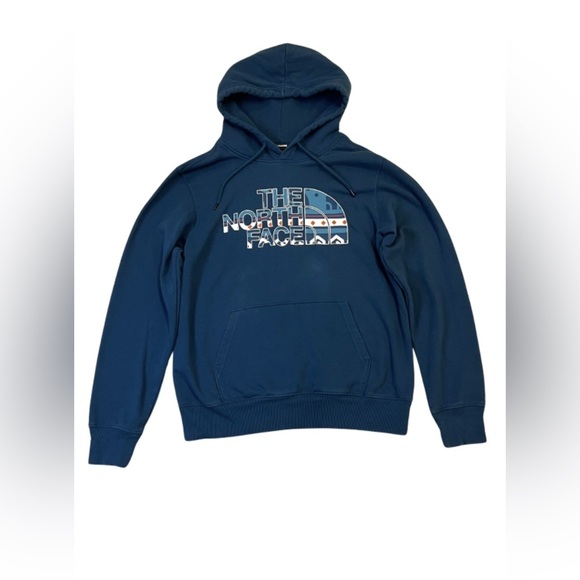 The North Face Men's Medium Blue Pullover Hoodie Sweater Pockets